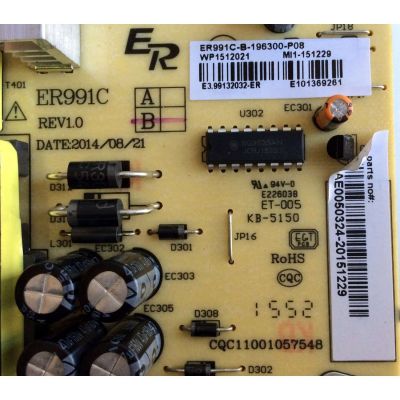 FUENTE DE PODER / RCA AE0050324 / CQC11001057548 / ER991C B / ER991C-B-196300-P08 / KB-5150 / PANEL`S LSC550HF03-12V / T550HVN01.8B-12V / MODELOS LED55G55R120Q / LED55G55R120Q 5512-LE55G55-B1 - Imagen 3